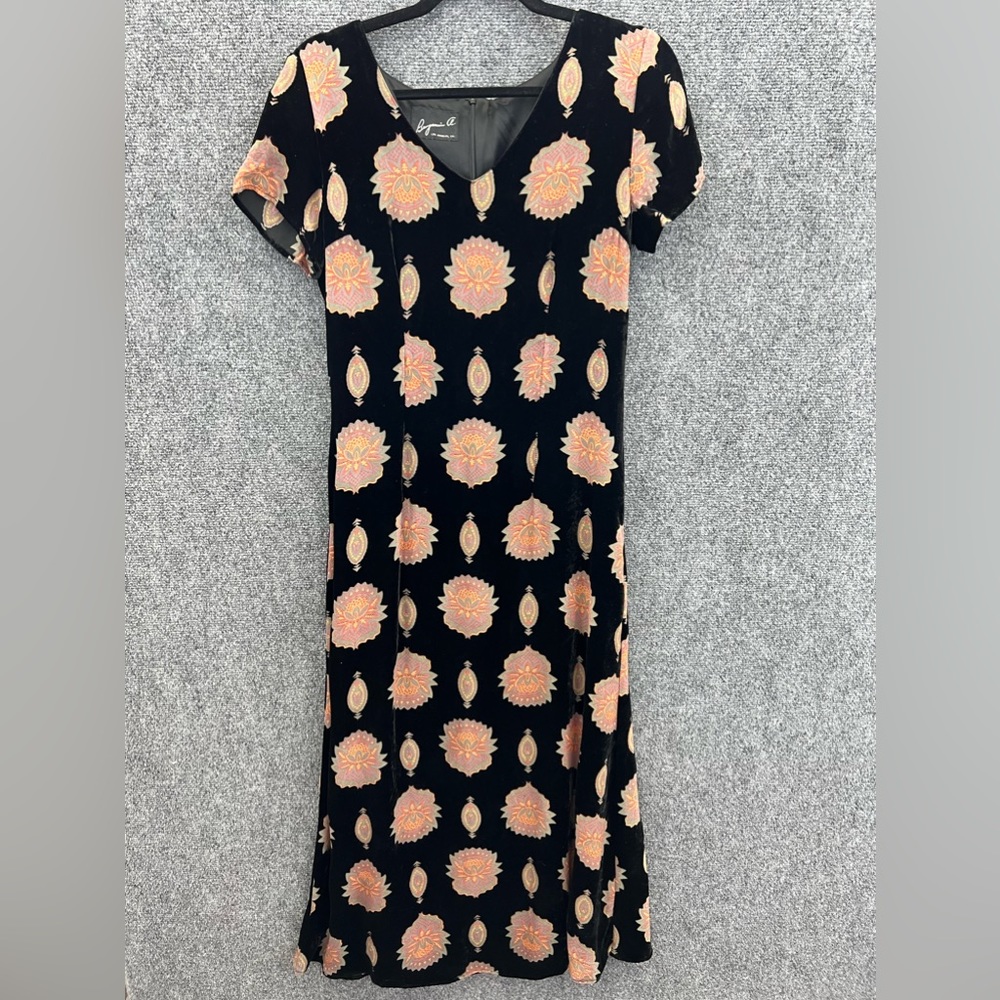Vintage Velvet Maxi Dress Short Sleeve